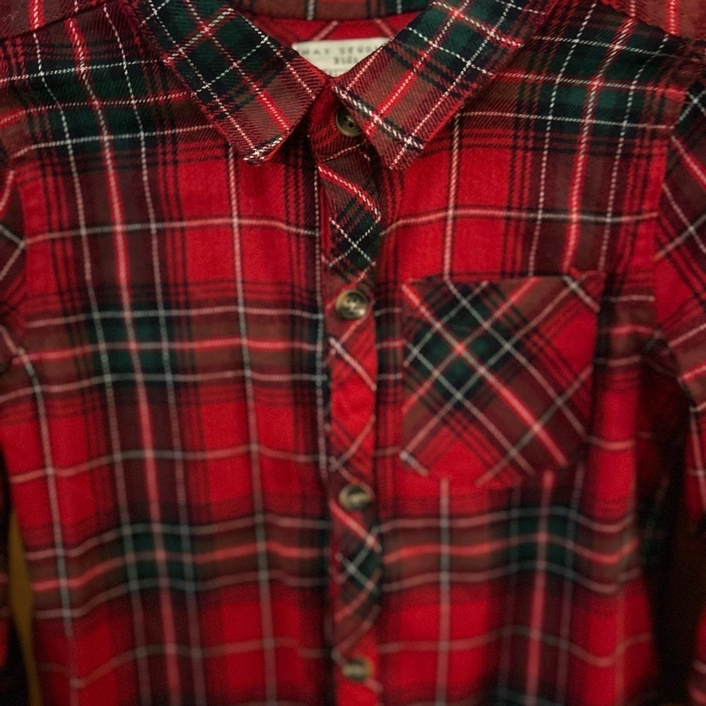 Max Studio Kids Red and Blue Plaid Button Down Shirt - Picture 8 of 10